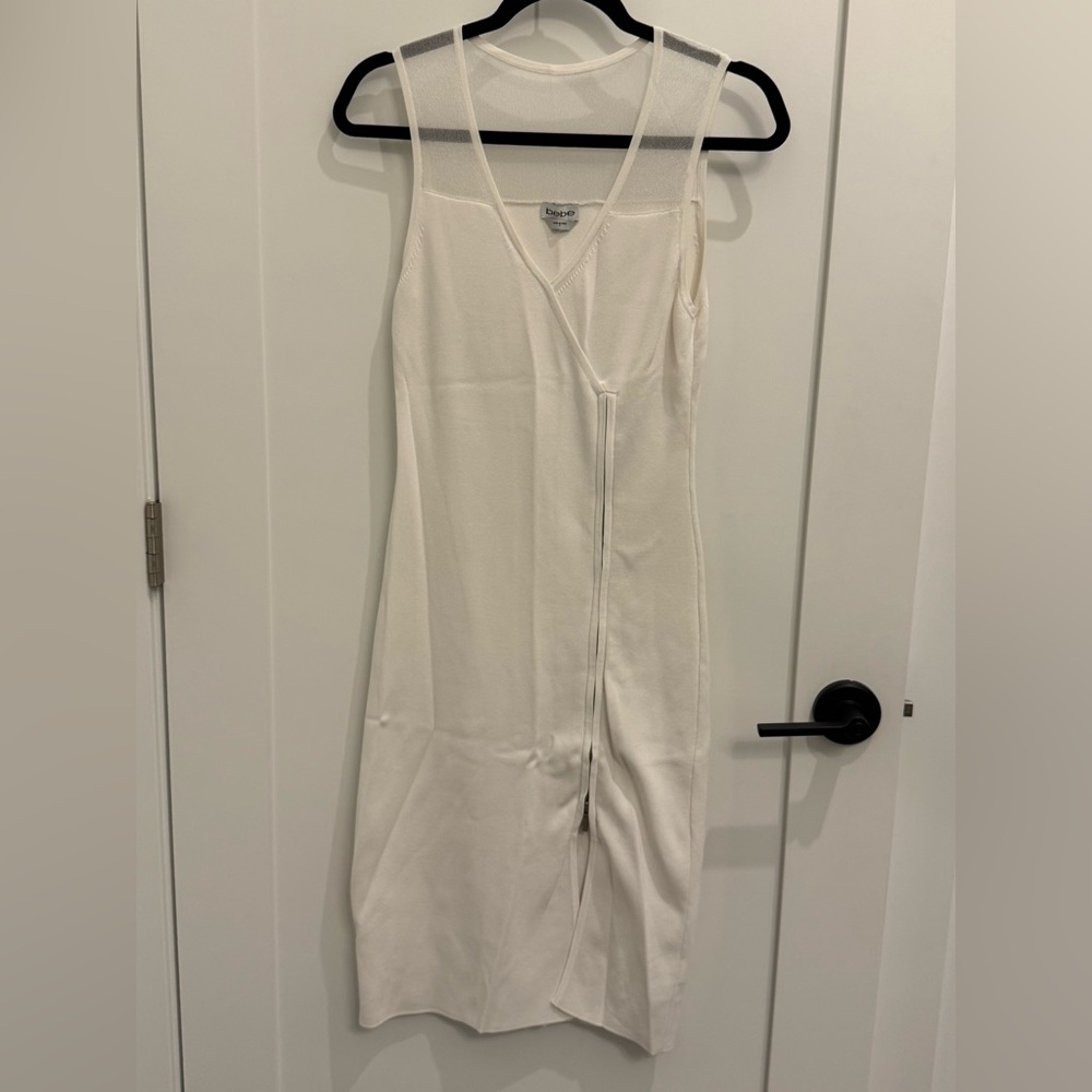 bebe Ivory V-Neck Midi Dress